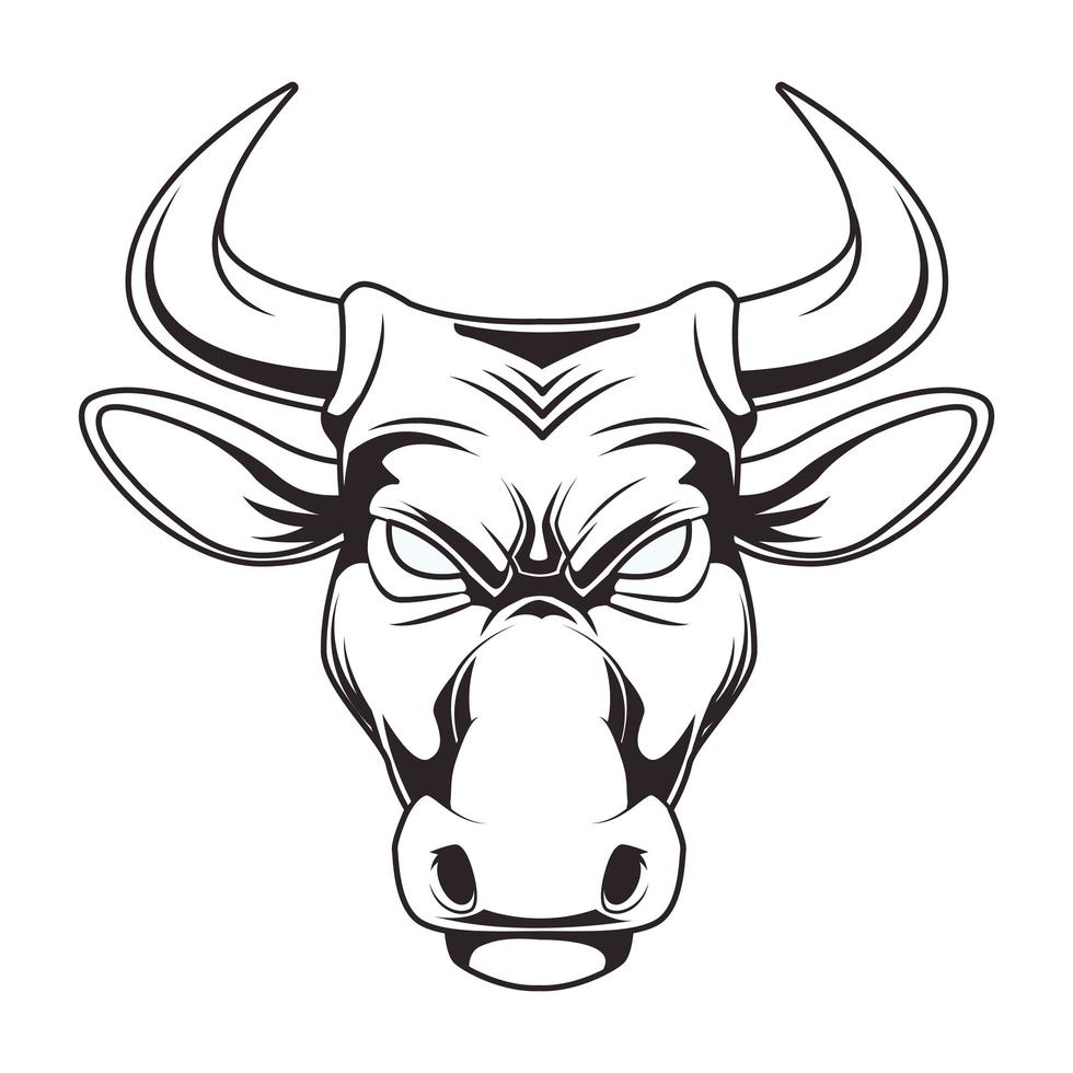 stier dier wild hoofd karakter pictogram vector