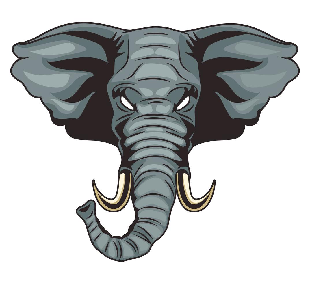 olifant dier wild hoofd kleurrijk karakter pictogram vector