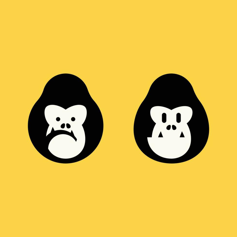 gorilla verdrietig gezicht logo vector