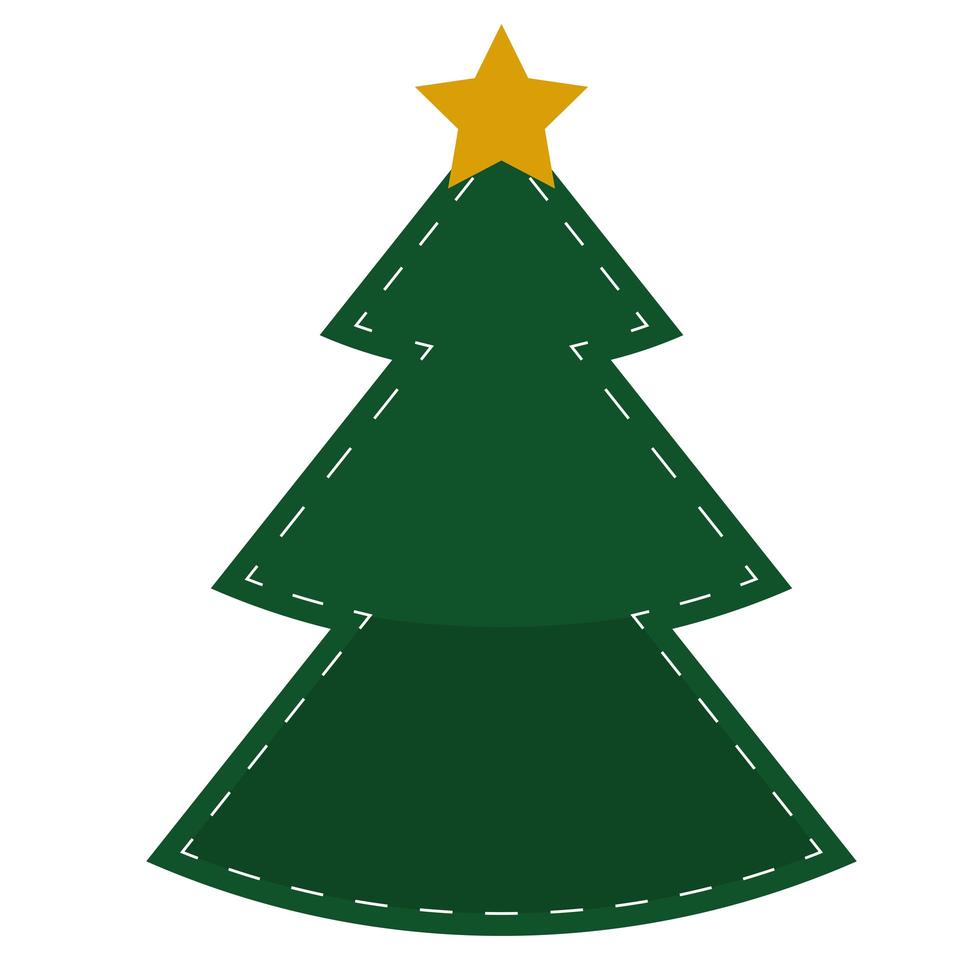 vrolijke vrolijke kerst dennenboom met ster silhouet pictogram vector
