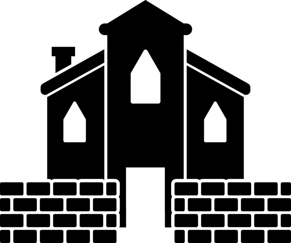 vector illustratie van gebouw in zwart en wit kleur.