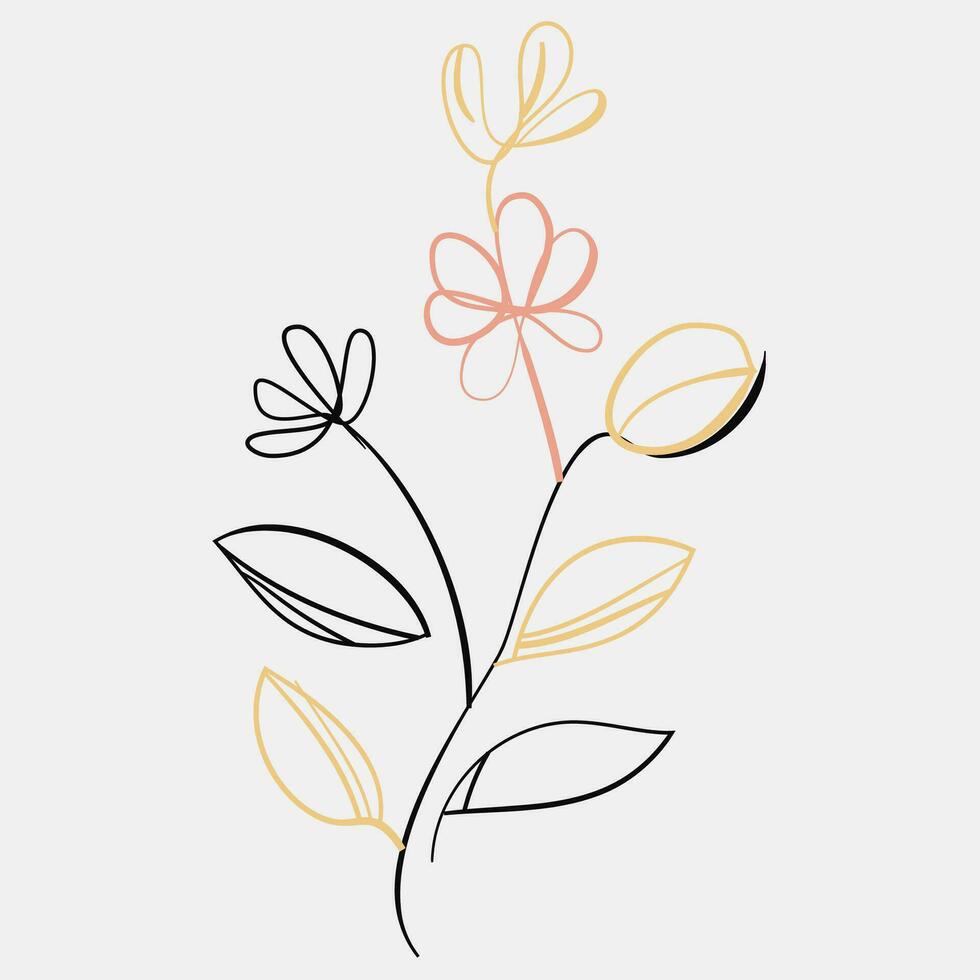 minimalistische bloemen vector kunst illustraties voor gelegenheden sjabloon wijnoogst mode hand- getrokken decor