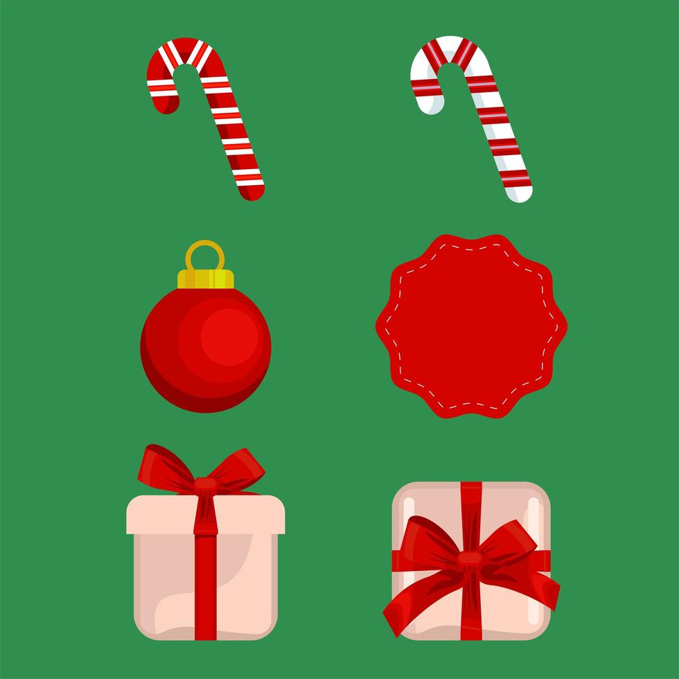 bundel van zes happy merry christmas-iconen vector