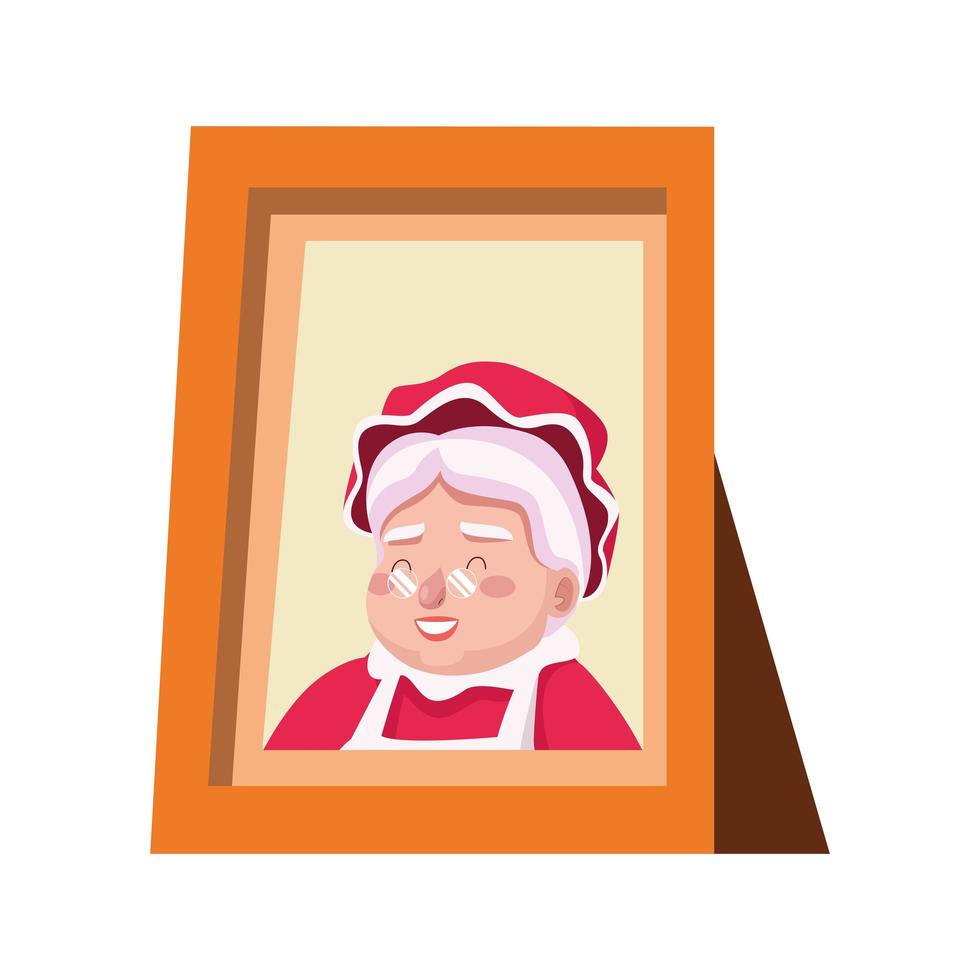 happy merry christmas santa vrouw in portret pictogram vector