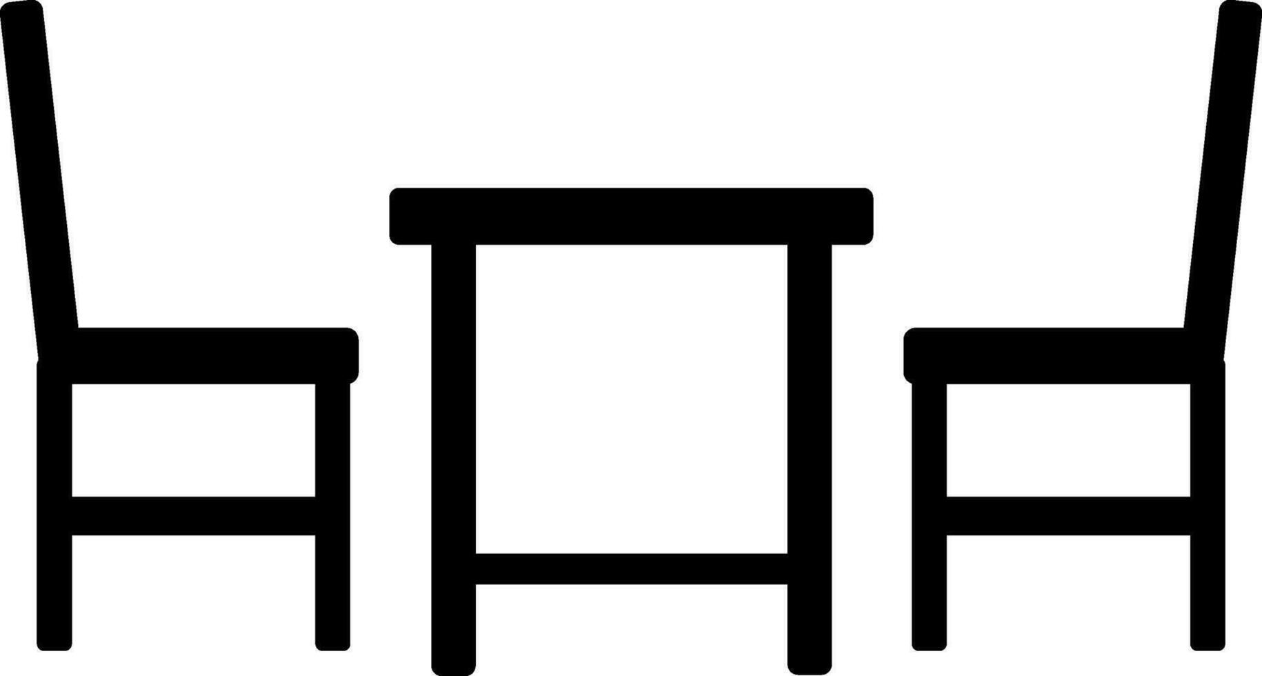 zwart tafel met stoelen icoon Aan wit achtergrond. vector