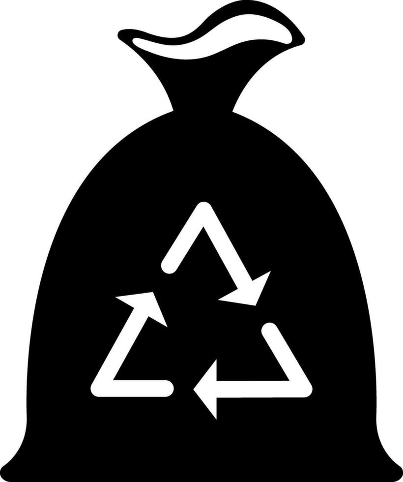 recycling zak glyph icoon in vlak stijl. vector