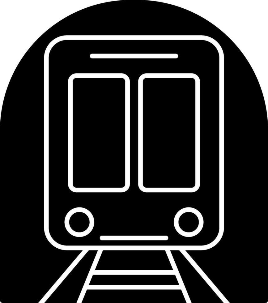 zwart en wit trein in vlak stijl. glyph icoon of symbool. vector