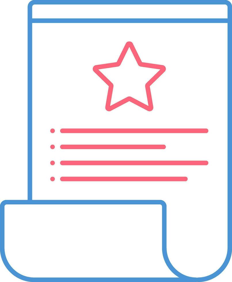 rol papier met ster icoon in rood en blauw lijn kunst. vector