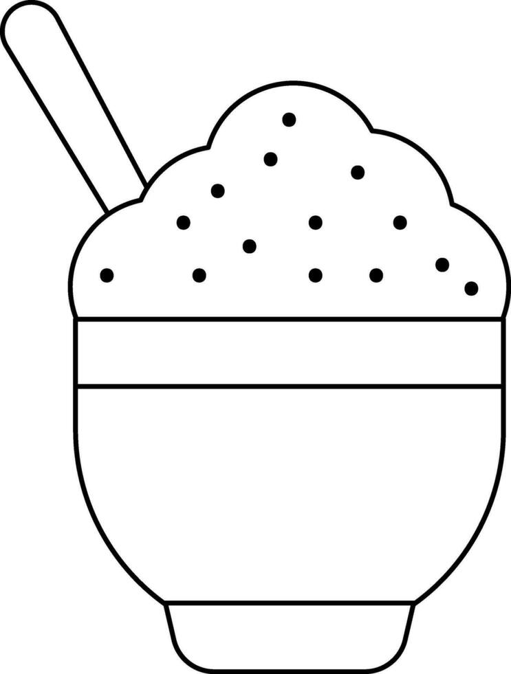 zwart lijn kunst illustratie van lepel in rijst- kom icoon. vector