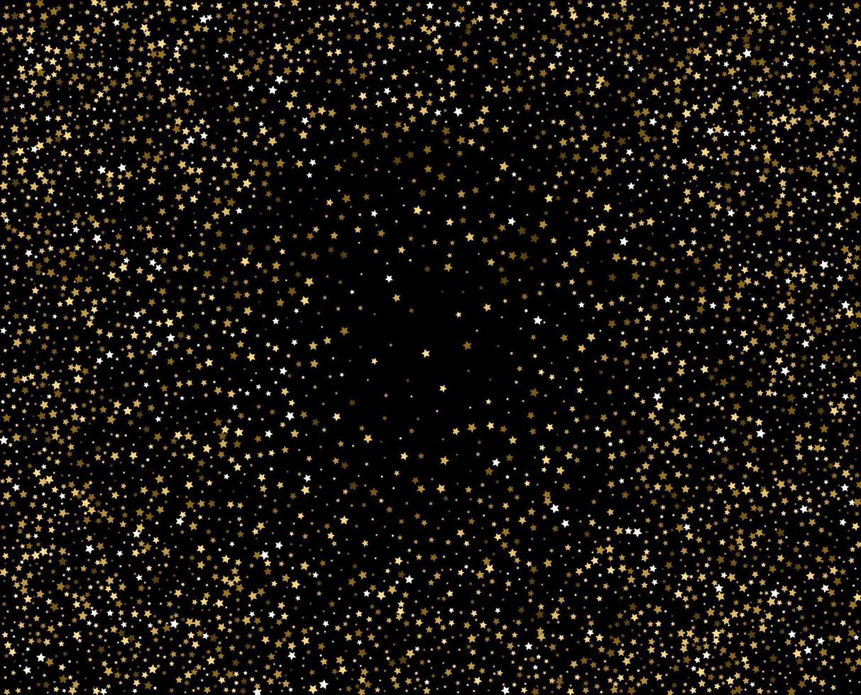 abstract patroon van willekeurige vallende gouden sterren op zwart vector