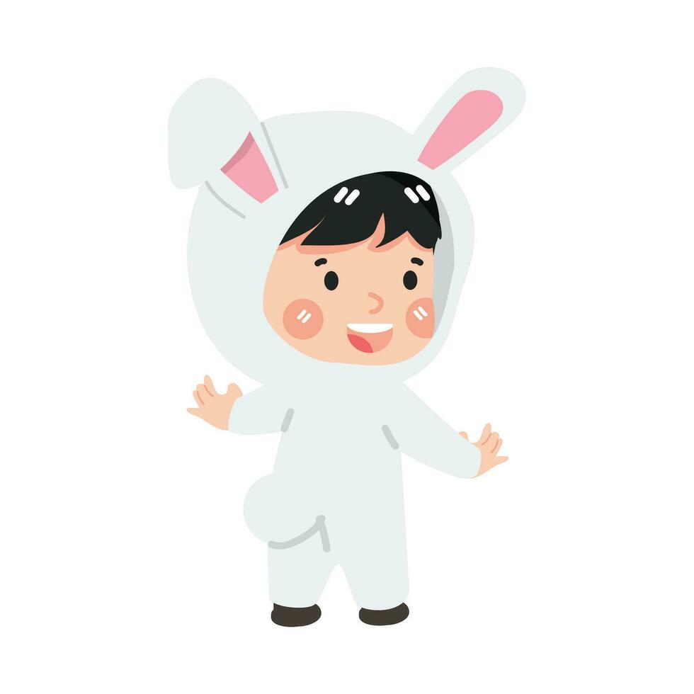 schattig kind vervelend dier konijn kostuum vector