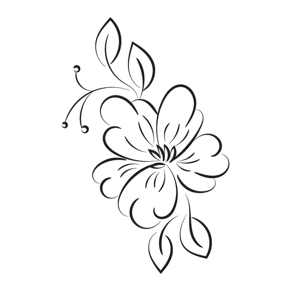 bloemen en bladeren schets voor afdrukken. boeket van hand getekend voorjaar bloemen en planten vector