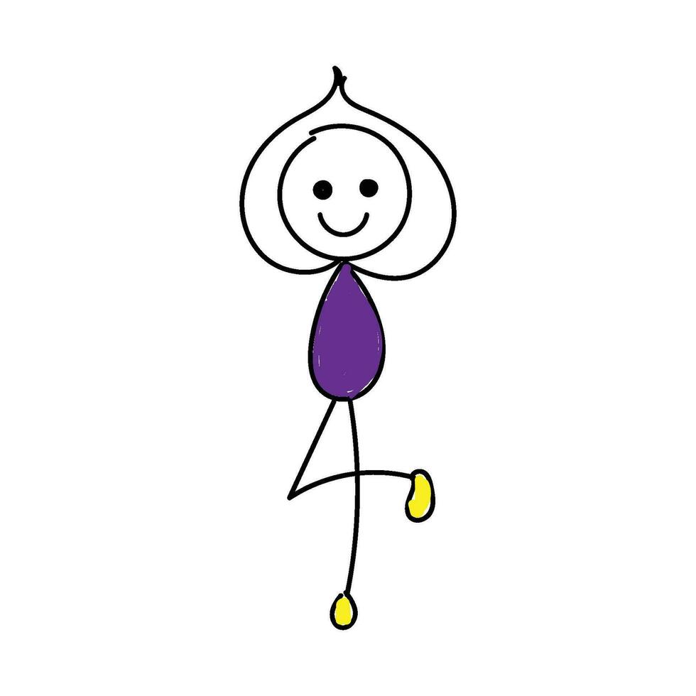 hand- tekening tekening tekenfilm karakter gelukkig. stok figuur gelukkig jumping vieren vector
