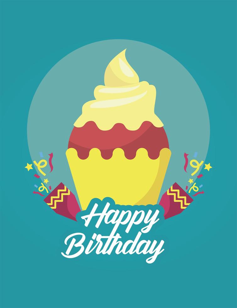 gelukkige verjaardag cupcake vector