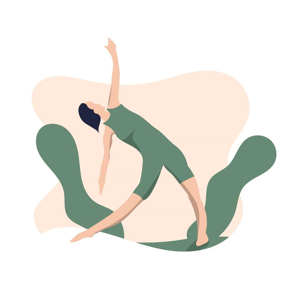 jonge vrouw doet yoga voor gezond en geluk vlakke stijl vectorillustratie vector