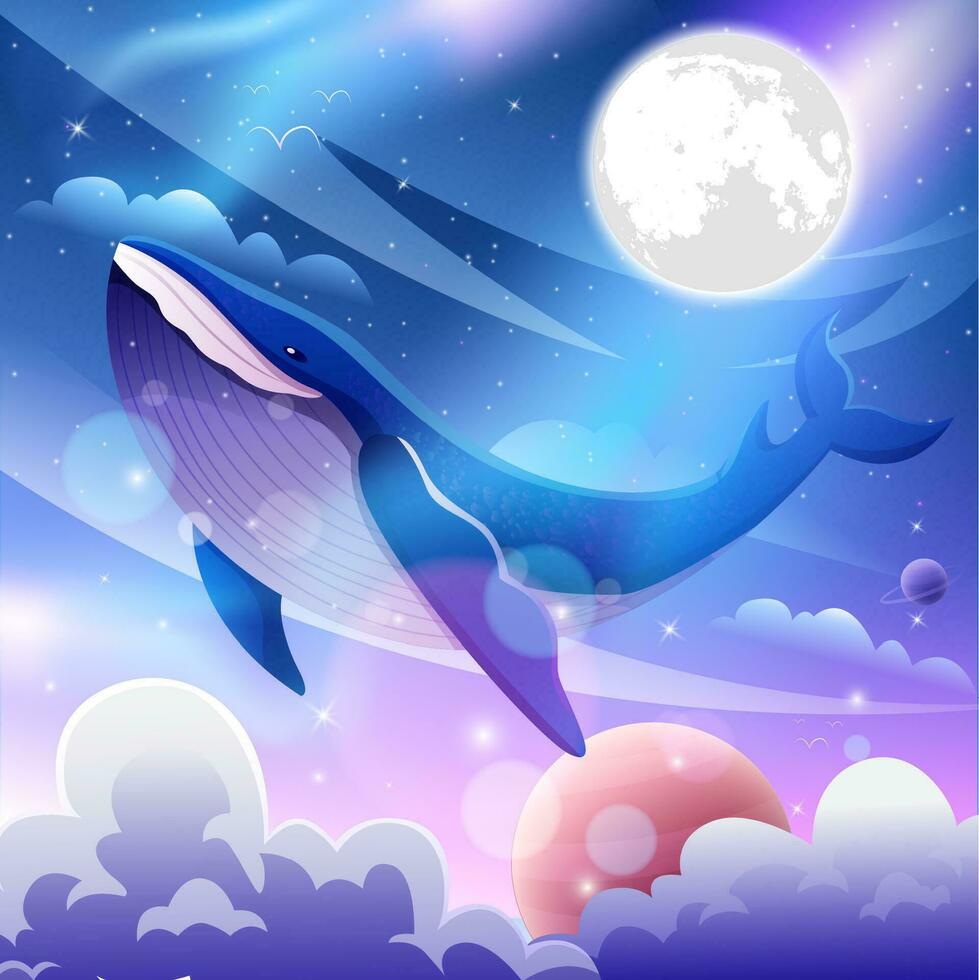 walvis zwemmen in de lucht concept vector