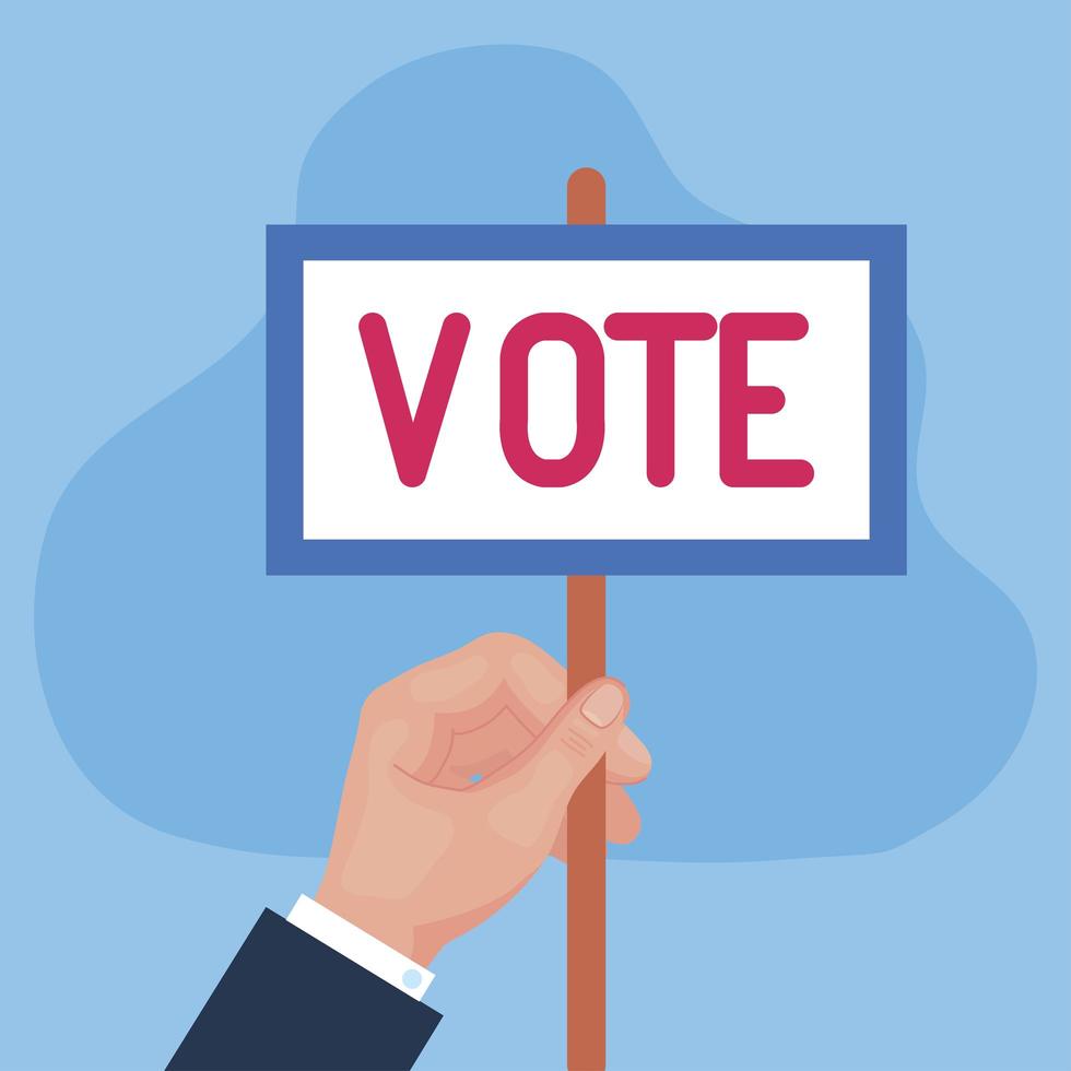 verkiezingsdag hand met stem banner vector ontwerp