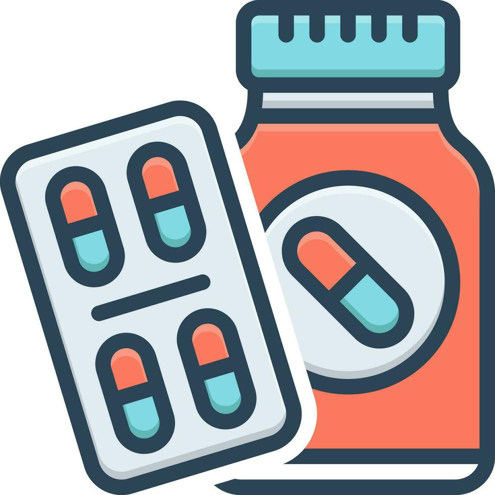 kleur icoon voor geneesmiddel pillen vector