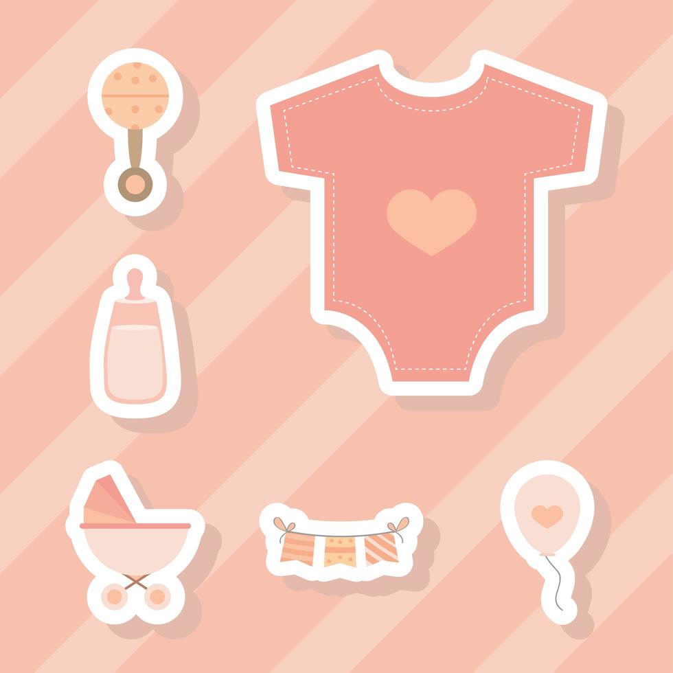 baby shower stickers vector