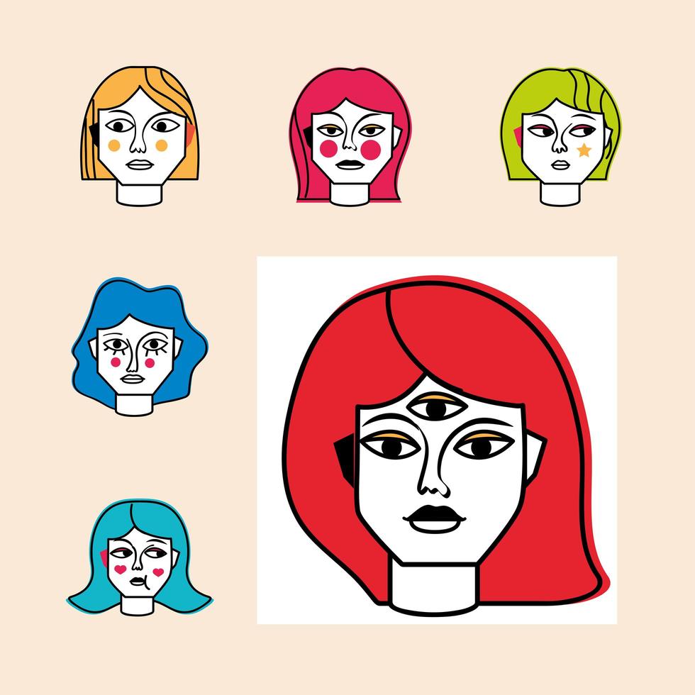 surrealistische vrouwengezichten vector