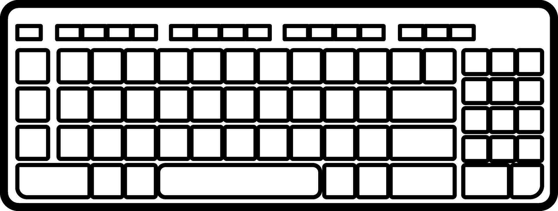 vlak stijl toetsenbord in zwart lijn kunst. vector