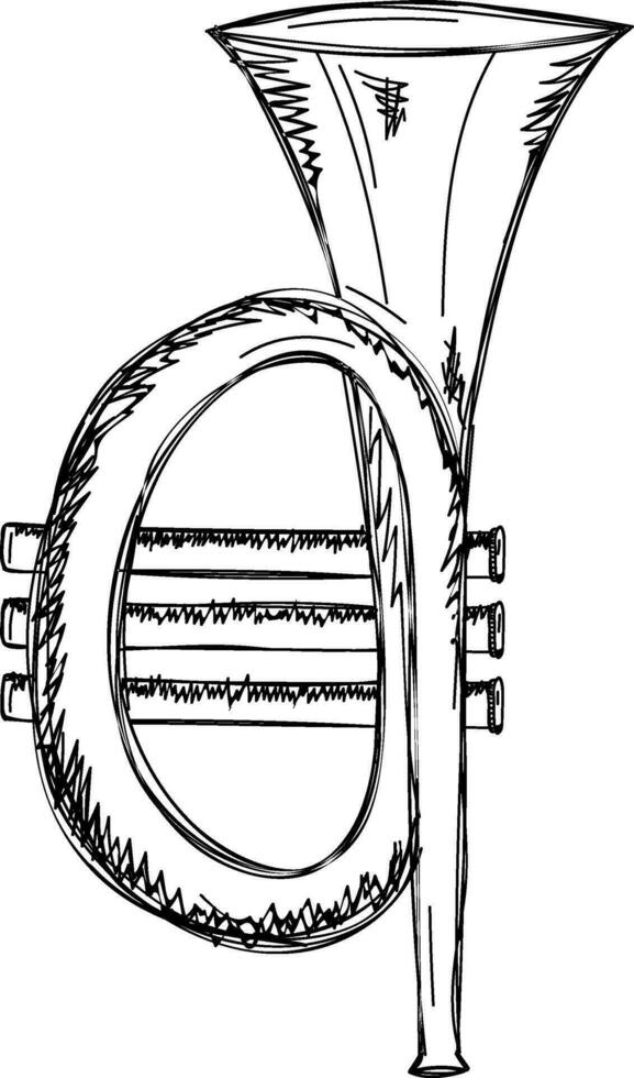 zwart en wit illustratie van trompet. vector