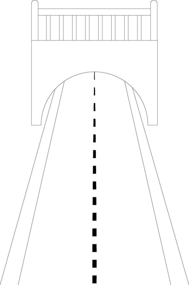 tunnel met weg in zwart lijn kunst. vector