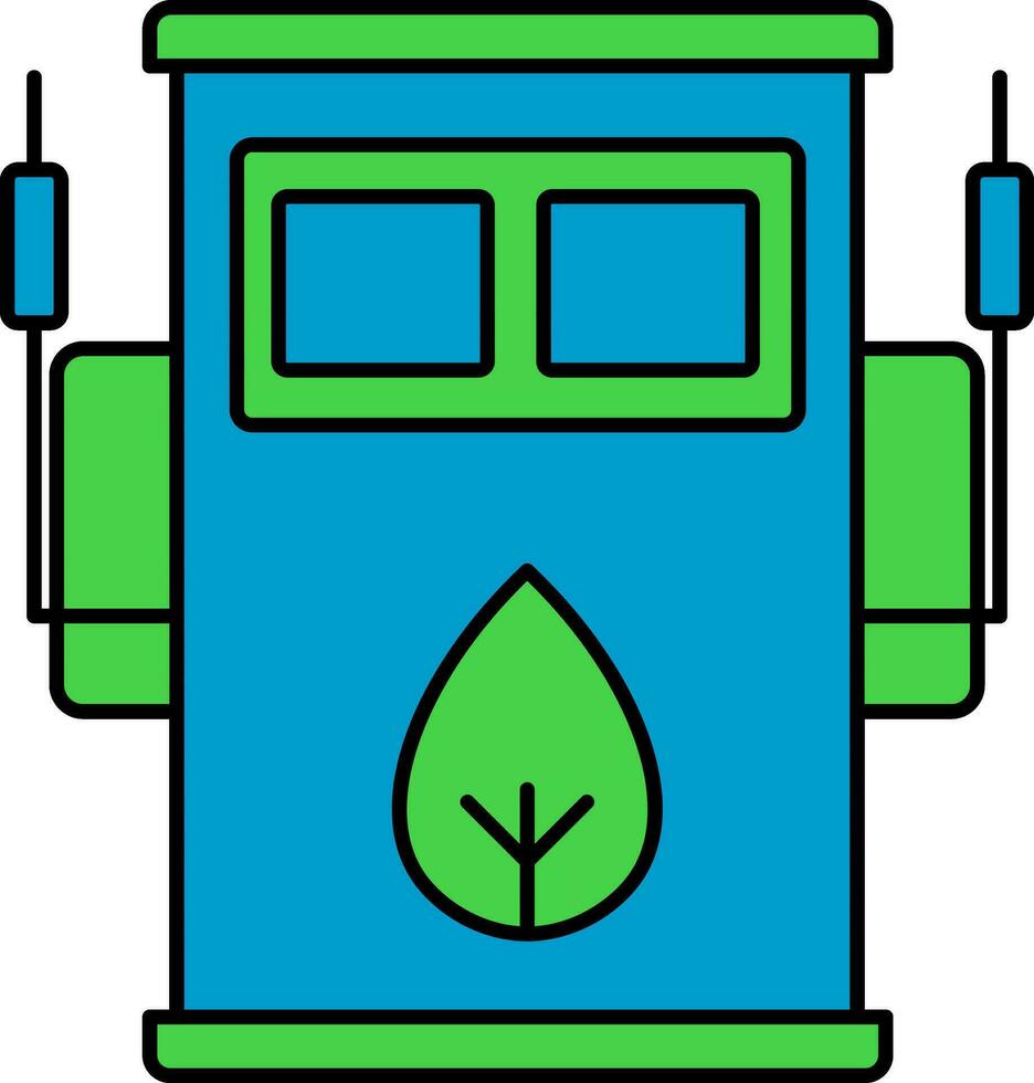 groen en blauw bio brandstof pomp icoon. vector