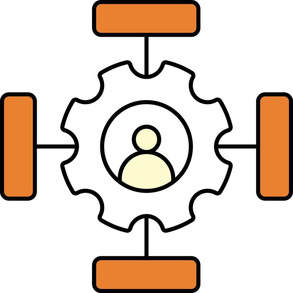 gebruiker of account instelling icoon in wit en oranje kleur. vector
