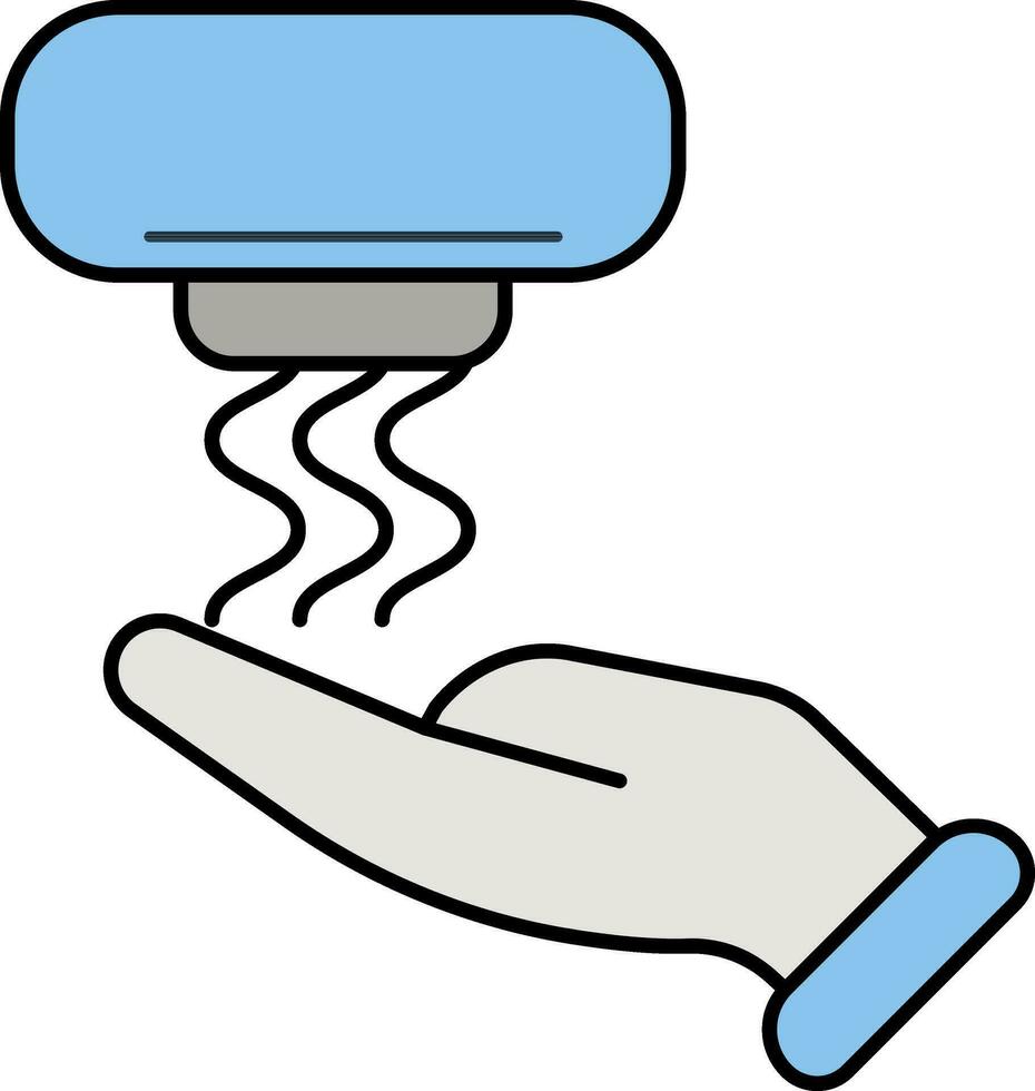 hand- droger icoon in blauw en grijs kleur. vector