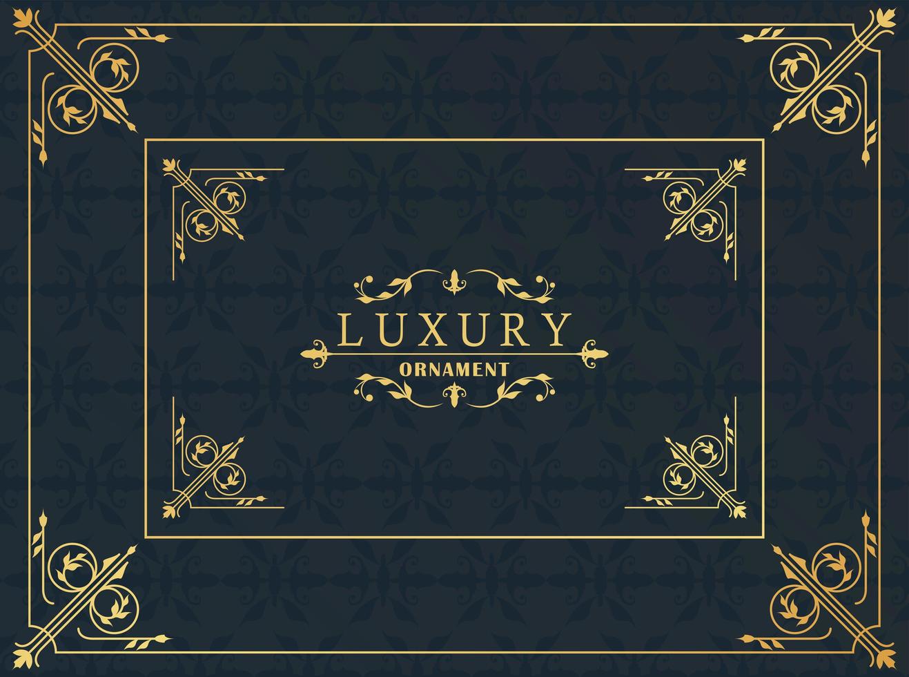 luxe gouden frame Victoriaanse stijl op zwarte achtergrond vector