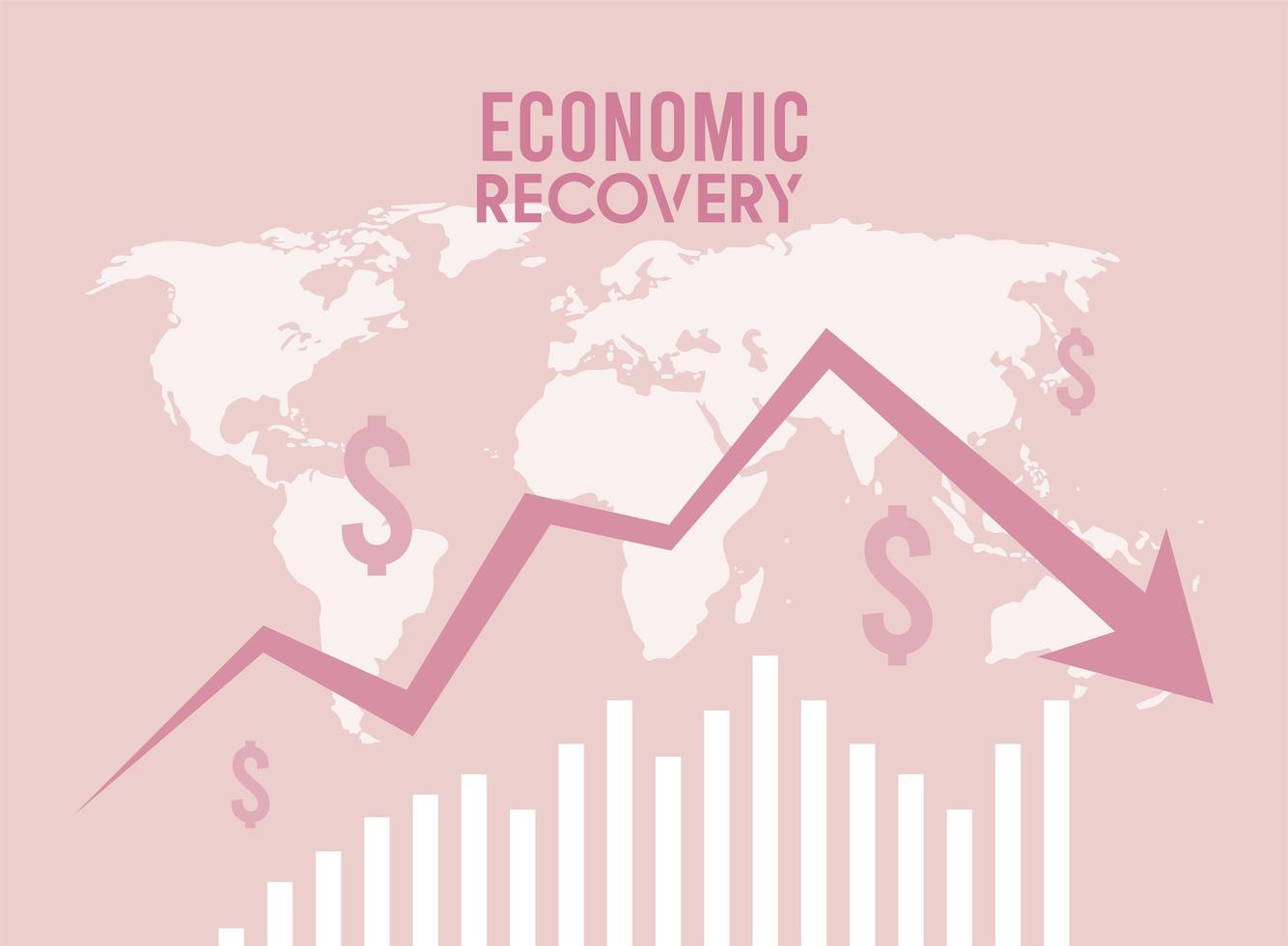 economisch herstel statistieken pijl met planeet aarde vector