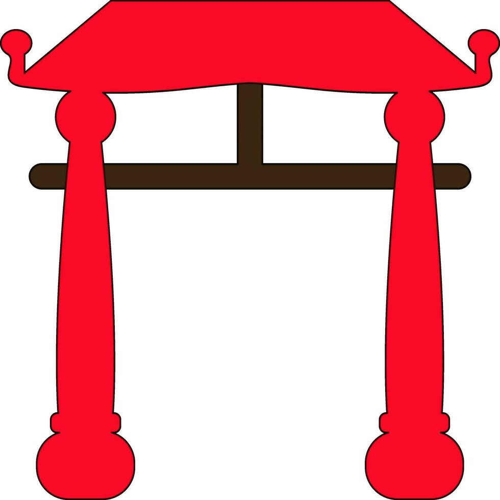 rood kleur met beroerte van Chinese poort icoon in illustratie. vector