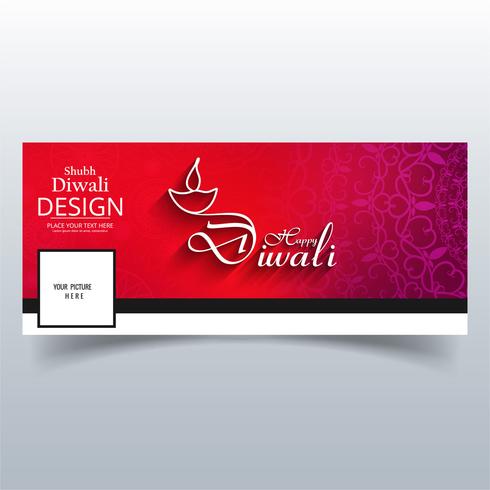 Mooi Happy diwali diya olielamp festival facebook cover des vector