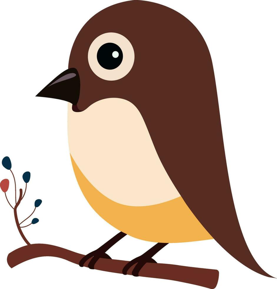 schattig vogel zittend Aan bloemen Afdeling icoon in vlak stijl. vector