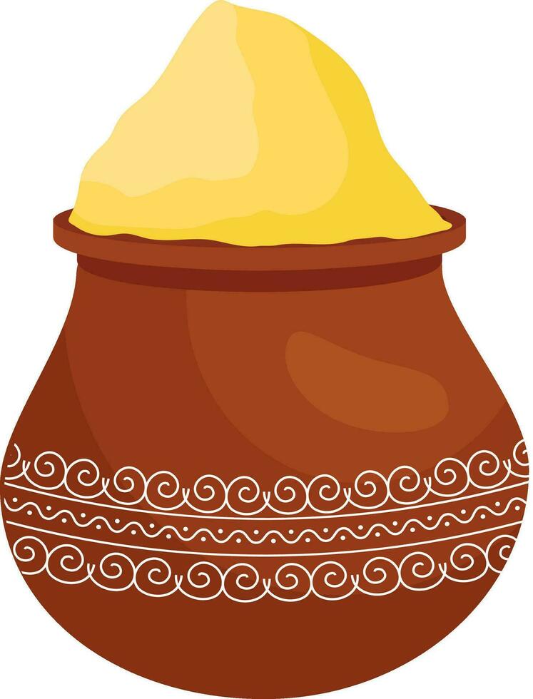 geel droog poeder klei pot in wijnoogst stijl. vector