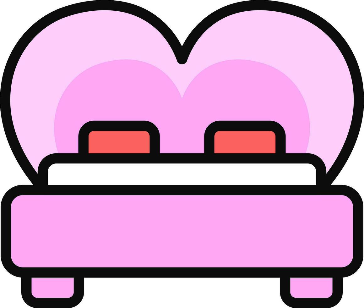roze hart vorm bed icoon in vlak stijl. vector