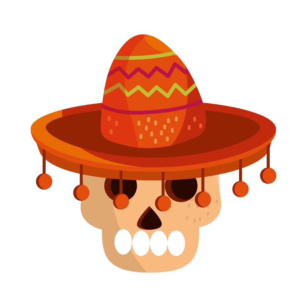 cinco de mayo schedel met traditionele hoed vector