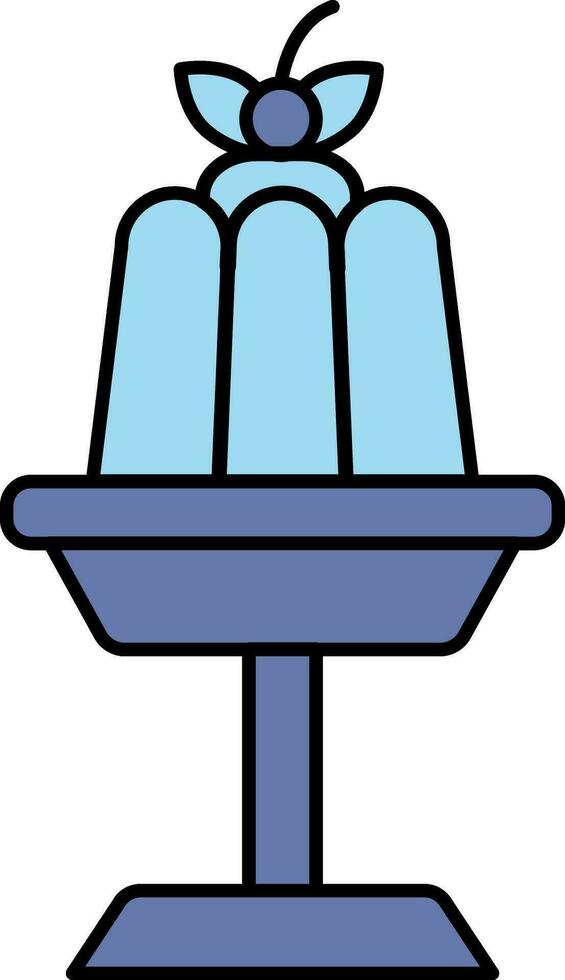 pudding gelei staan icoon in blauw kleur. vector