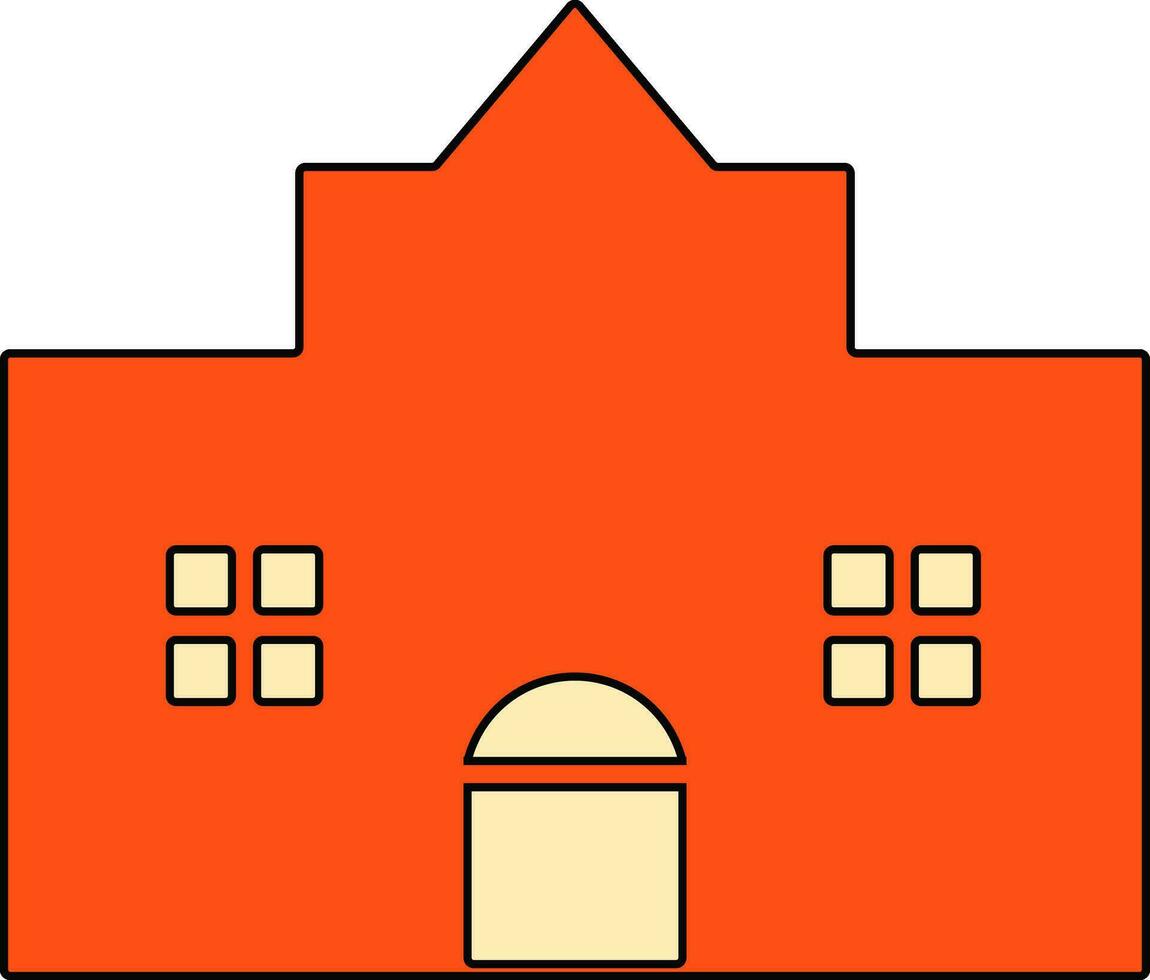 gebouw in oranje en room kleur. vector