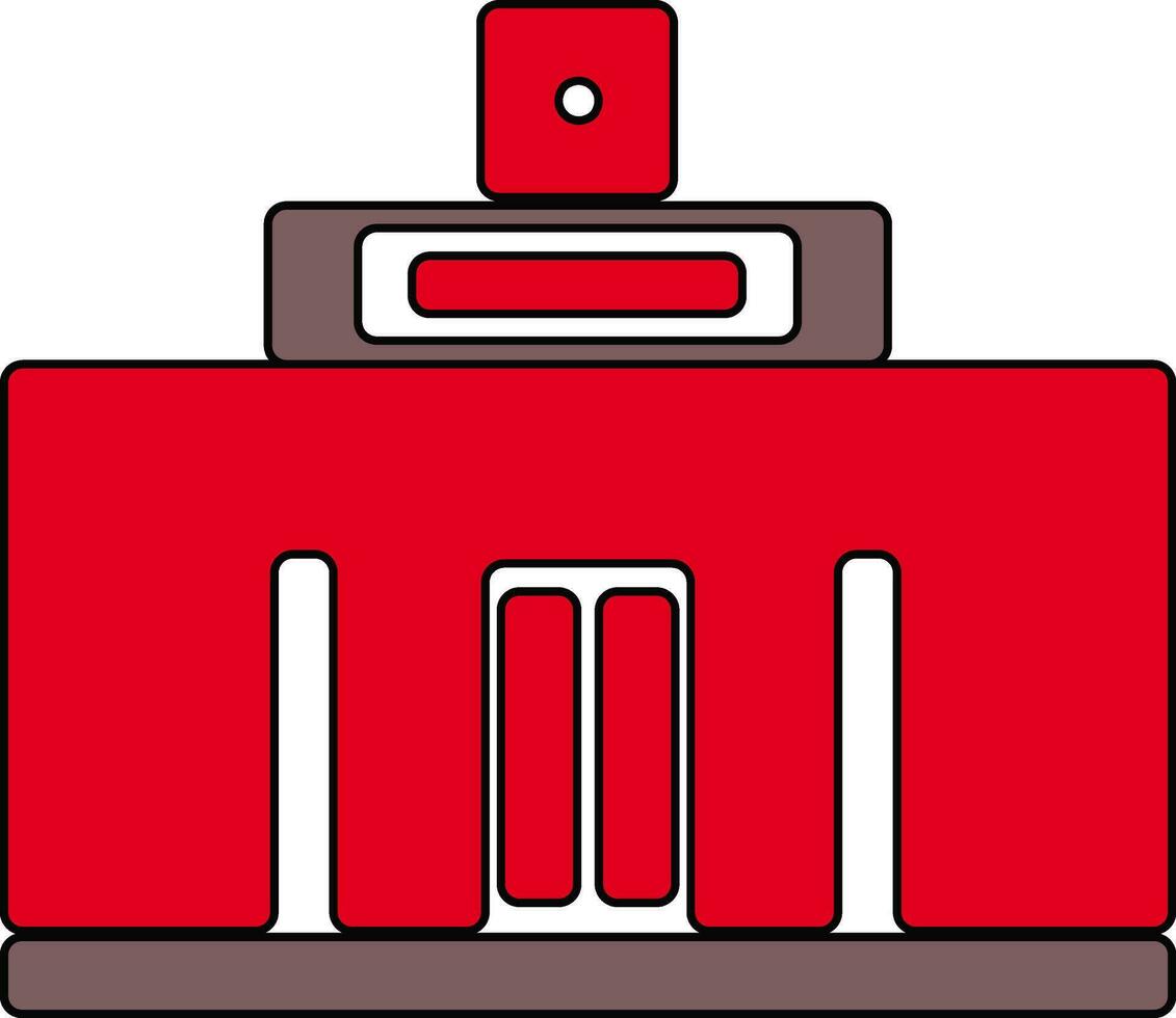 vlak stijl illustratie van gebouw in rood en wit kleur. vector