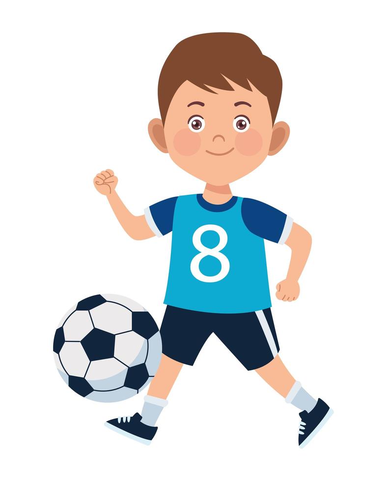 jongen te voetballen vector