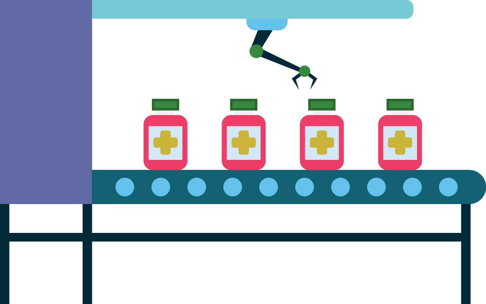 de vaccinatie flessen zijn Aan de transportband. vector