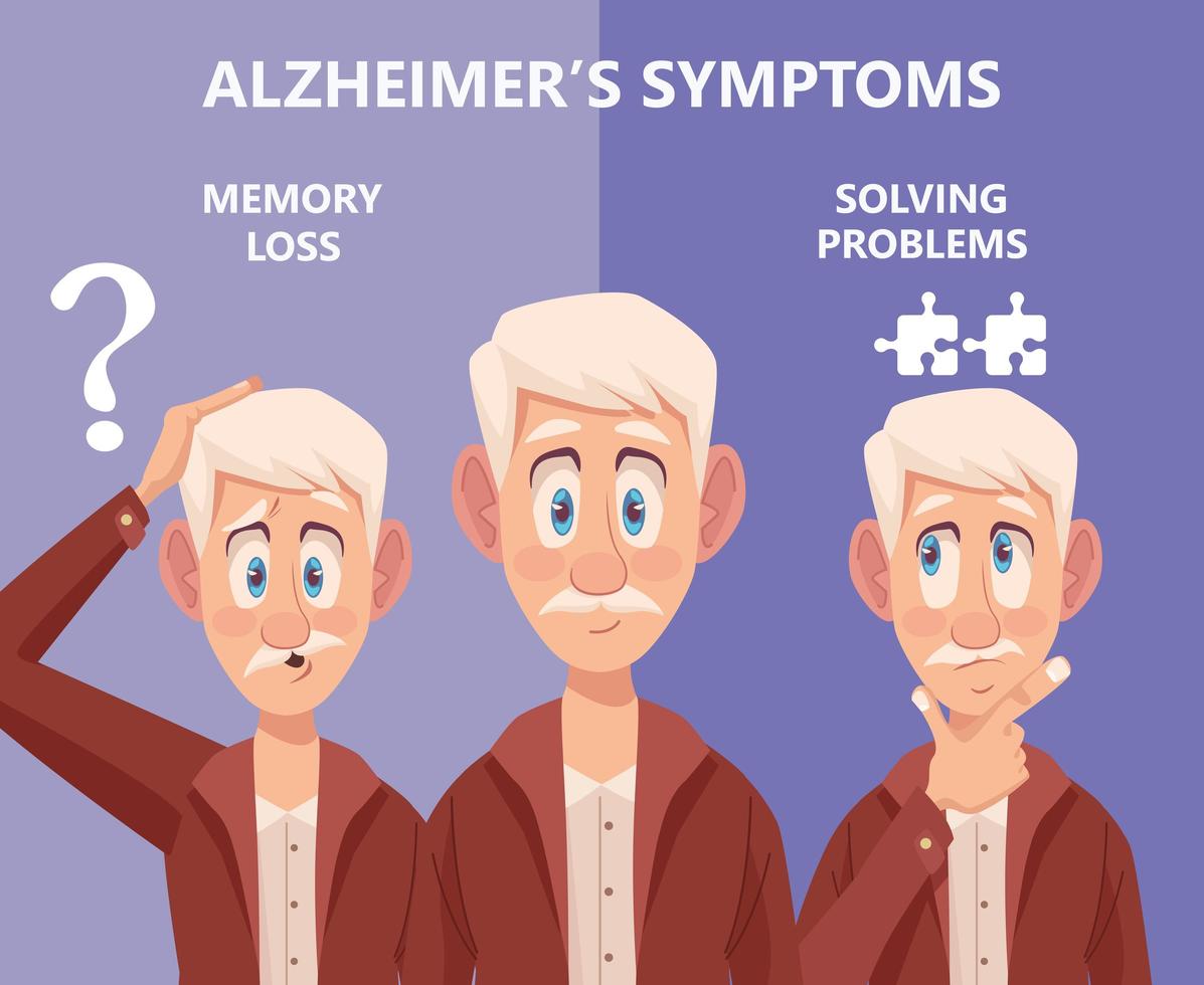 drie symptomen van alzheimer vector