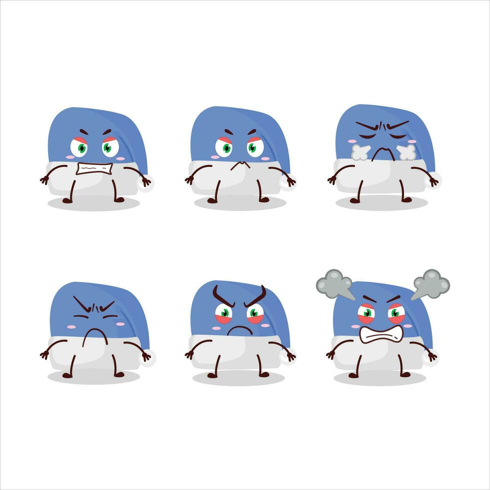 blauw de kerstman hoed tekenfilm karakter met divers boos uitdrukkingen vector