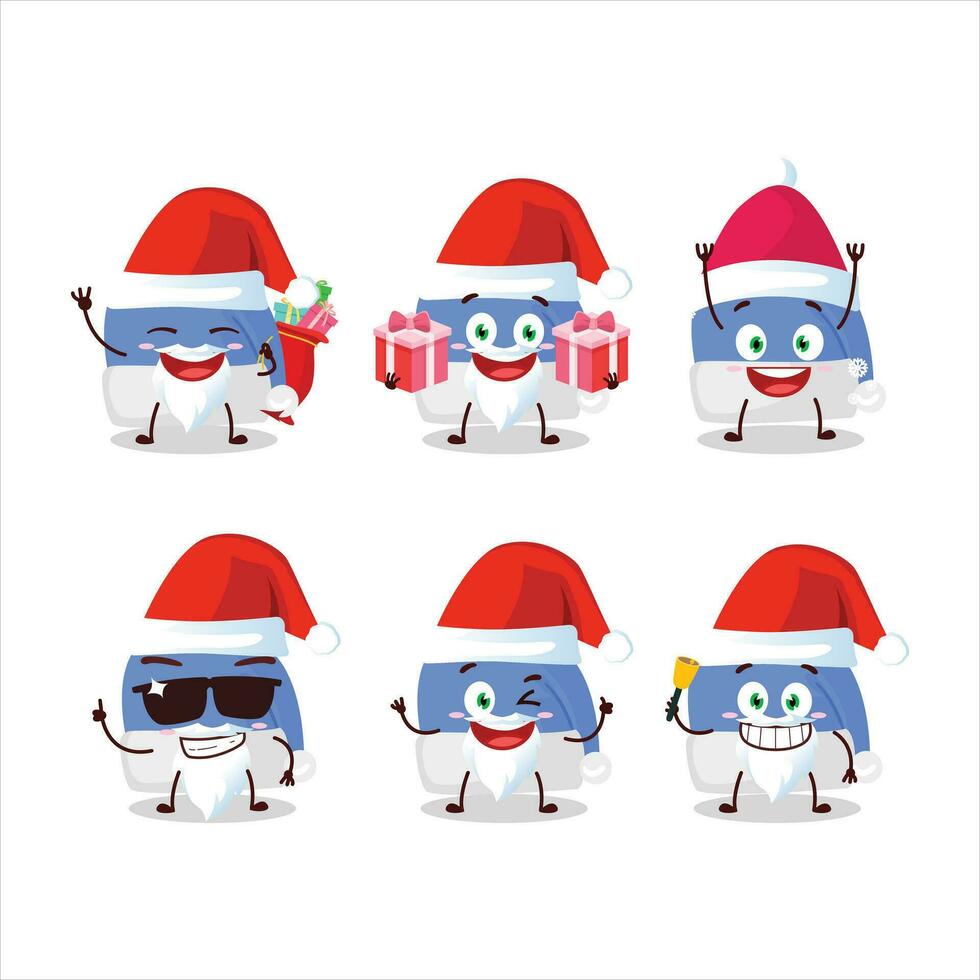 de kerstman claus emoticons met blauw de kerstman hoed tekenfilm karakter vector