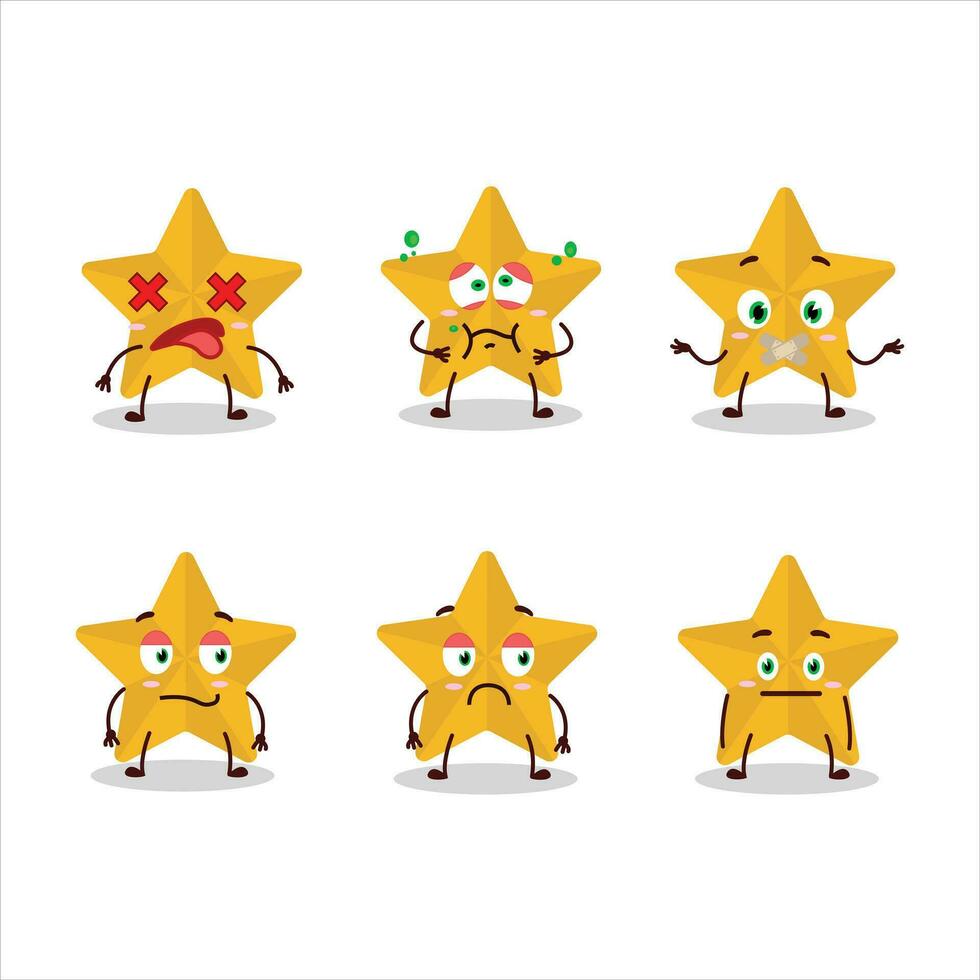 nieuw geel sterren tekenfilm karakter met Nee uitdrukking vector