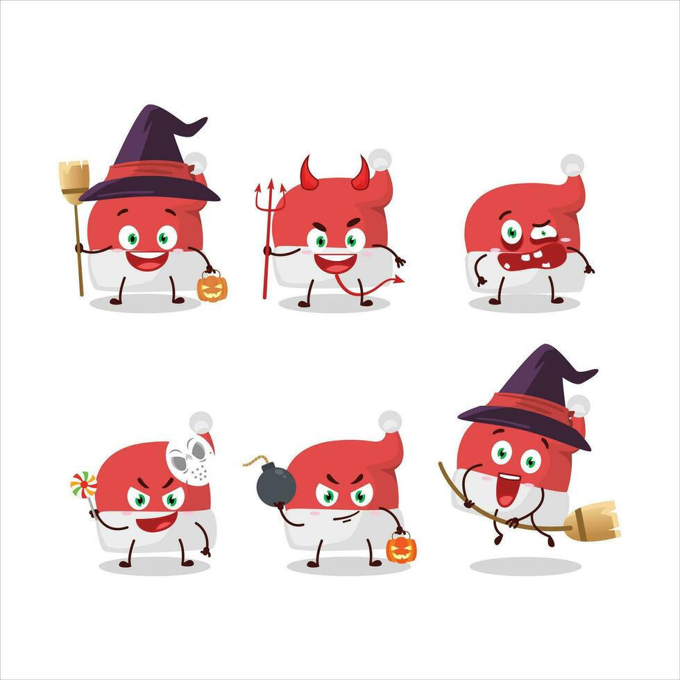 halloween uitdrukking emoticons met tekenfilm karakter van rood de kerstman hoed vector