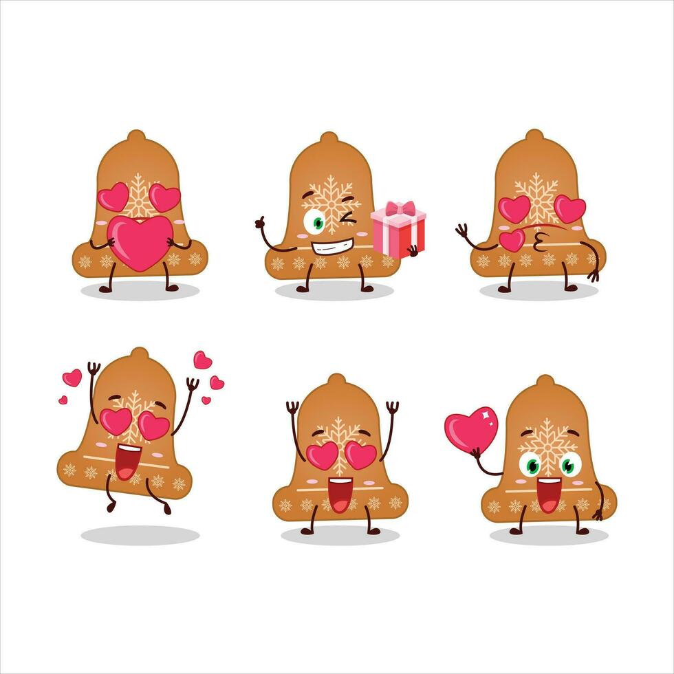 klok koekje tekenfilm karakter met liefde schattig emoticon vector