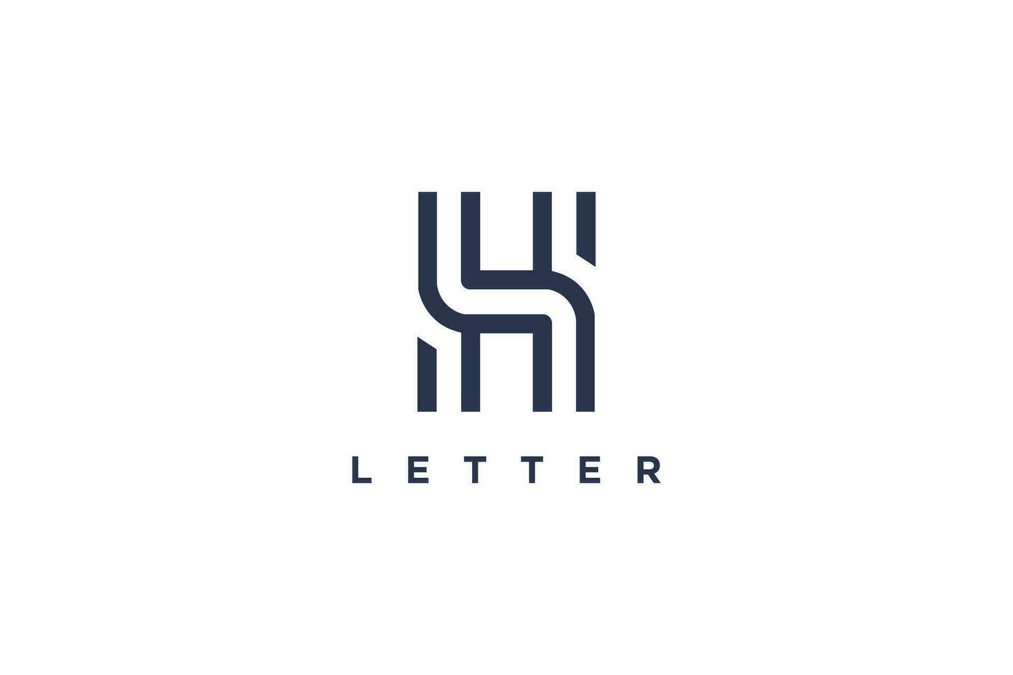h brief logo vector met modern lijn concept zwart ontwerp